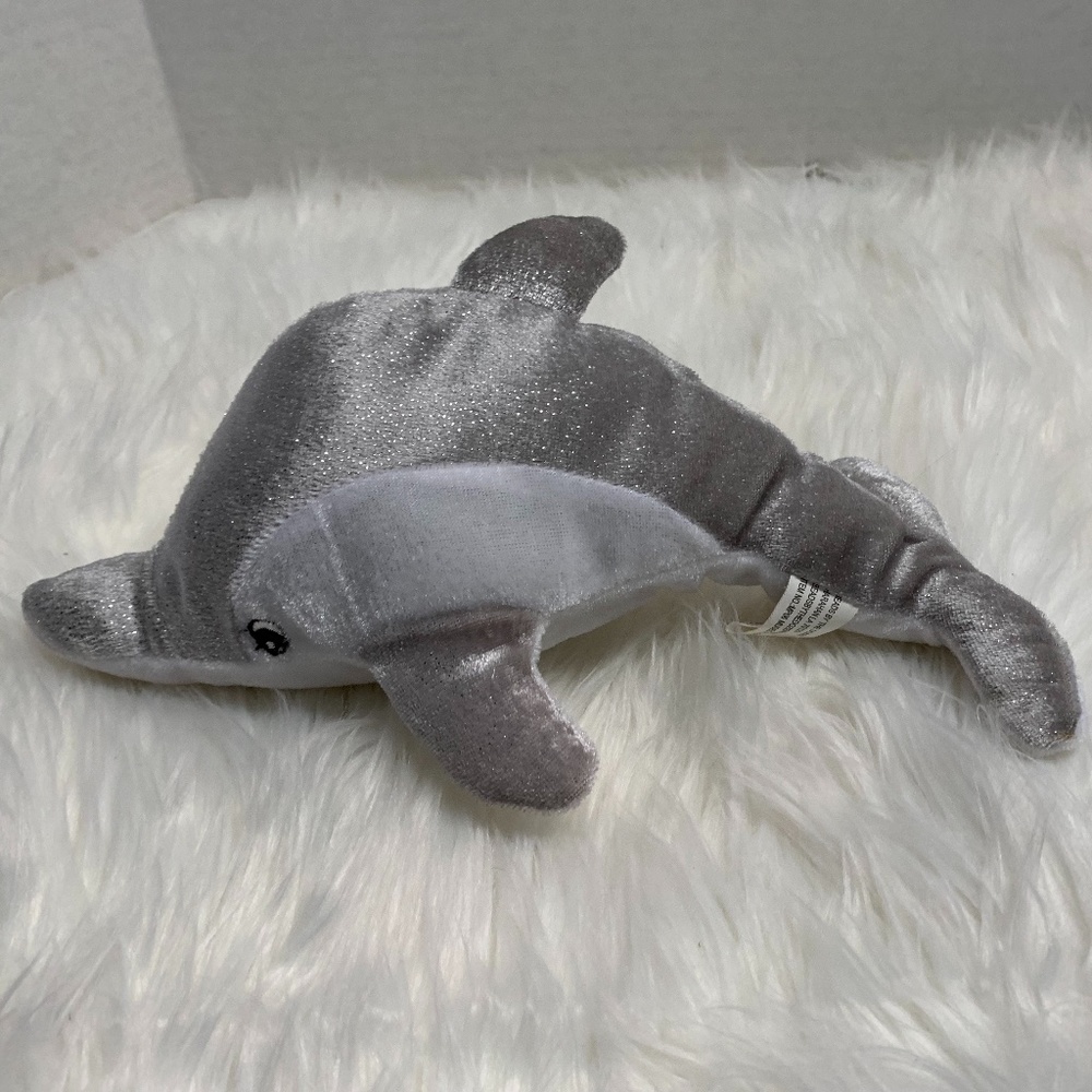 Beads by the Dozen Plush Stuffed Animal Toy Dolphin Silver Gray Muses 11 in L